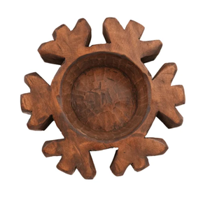 Nouvel article bol à pâte flocon de neige en bois d'acacia naturel bol décoratif de Noël rustique écologique fait à la main au Vietnam - Product Image 3