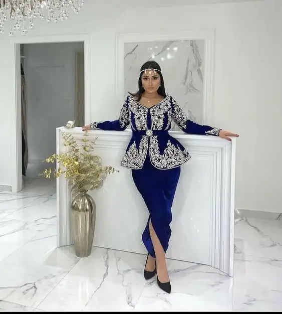 BEAUTIFUL EMBROIDERY ON TRADITIONAL ALGERIAN KARAKOU DRESS WITH Embellished WITH CRYSTAL GLASS BEADS,STONE,DABKA WORK @ 2024