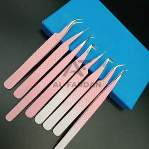 Meilleure vente pince à cils couleur ombrée en acier inoxydable japonais Diamond Grip Fine Pointed Volume Lash Baby Pink Top Seller - Product Image 1
