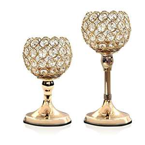 Bougeoir en cristal or Rose - Product Image 5