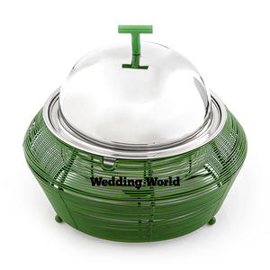 Olla de Acero Inoxidable Martillado con Acabado Dorado, Cacerola de Diseño Redonda, Calentador de Alimentos Metálico de Lujo - Product Image 2