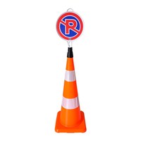 Cône de signalisation en PVC orange fluorescent avec double collier réfléchissant et base carrée 90 cm Ileri Trafik Modèle 12325 TK R2 3,6 kg