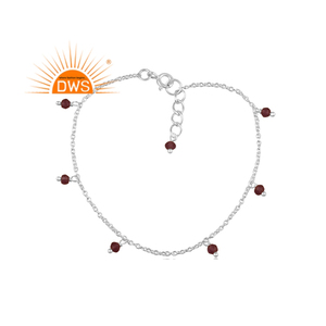 Best Selling Fine Sterling Silver Natural Garnet Gemstone <b>Charm</b> <b>Bracelet</b> Custom Jewelry for Women Gift for Her - Product Image 3