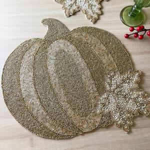 Recently Arrived Beaded <b>Placemat</b> 12x12 Inches Unique Designer Eco-Friendly Modern Luxury Glass Beads Merry Christmas Santa - Product Image 1