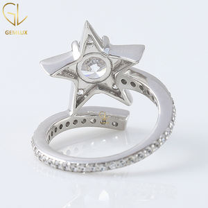 Nuevo anillo de diamante con forma de estrella de diseño de moda, anillo de estrella de diamante de moissanita de corte redondo, anillo de derivación, anillo de plata 925 - Product Image 4