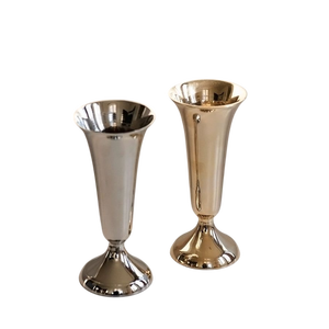 Vase à fleurs en métal argenté et doré, vase trompette, décoration de mariage, centre de table, vase à fleurs, fournitures pour événements et fêtes - Product Image 1