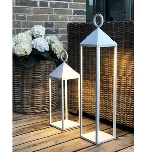 Modern <b>Gold</b> Metal Candle <b>Lantern</b> Elegant Geometric Design for Indoor Outdoor Home Garden Wedding Christmas Decor Tall Decorative - Product Image 1