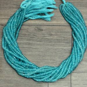 Pierre précieuse d'apatite du ciel AAA 3mm-4mm perles rondelle à facettes Apatite bleu de mer perles de pierres précieuses semi-précieuses naturelles pour la fabrication de bijoux - Product Image 1