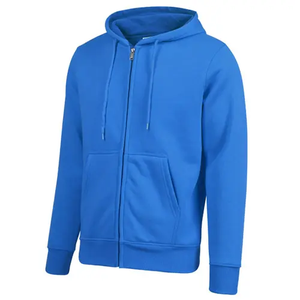 High Quality 330gsm Cotton Polyester CVC <b>Thick</b> <b>Fleece</b> Zipper-up <b>Jacket</b> Unisex Custom logo <b>Men's</b> Plain Zipper up Pullover Hoodies - Product Image 4
