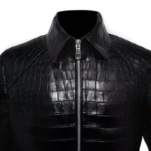 Veste en cuir PU noir gaufré pour homme Fit For Life avec doublure en fausse fourrure, col montant, fermeture éclair, style motard, manteau d'hiver - Product Image 4