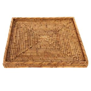 Plateau de Table basse en rotin marron bohème avec poignées Vietnam plateau de service rustique tressé à la main écologique pour l'organisation de la maison - Product Image 4