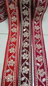 Custom Made Embroidered Thread Work <b>Laces</b> in Twelve Coloured Options in Sequins Embroidery in 1.5 Inch Width - Product Image 4