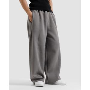 Pantalones Holgados de Pierna Recta en Tejido French Terry con Técnica de Teñido Liso - Product Image 5