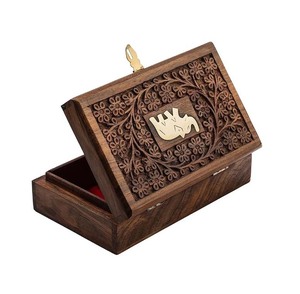 Gran oferta, caja de madera moderna hecha a mano de lujo, artesanías de madera personalizadas con diseño único, caja de madera tallada a mano barnizada de alta calidad - Product Image 4