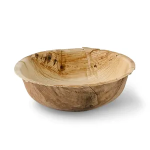 750Ml Large Round Palm Leaf Fruit Salad Palm Leaf Bowls For Salad Bar And Healthy Food Service - 200 pcs/carton - Product Image 2