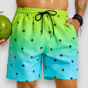 Short de plage d'été pour hommes Coconut Tree Drawstring Maillot de bain pour hommes Taille élastique Impression 3D Gradient Breathable Short Streetwear - Product Image 1