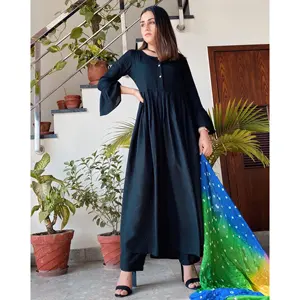 Ensemble Salwar pakistanais en rayonne de qualité supérieure, tenue ethnique de luxe trois pièces pour femme, disponible pour l'automne - Product Image 2