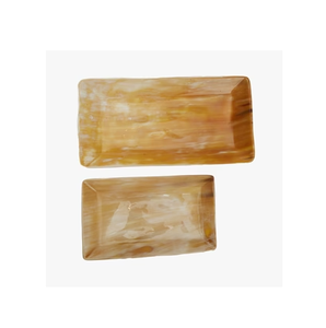 Plateau de service en corne de buffle en forme de feuille artisanat couleur naturelle organisateur de bijoux artisanat plateau haut prix - Product Image 3