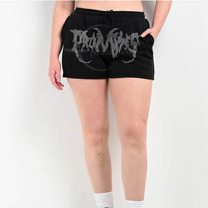 กางเกงขาสั้นขนแกะติดพลอยเทียมสำหรับผู้หญิงกางเกงขาสั้นทำตามสั่ง - Product Image 4