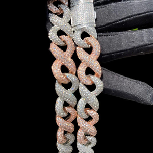 Alta calidad 16mm dos tonos Miami Hip Hop Bling rapero collar VVS claridad diamante Natural infinito Iced Infinity cadena cubana - Product Image 3