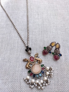 Impresionante conjunto de cadena con colgante oxidado, joyería Bohemia elegante, de inspiración tribal para mujeres y niñas, ideal para uso informal, étnico y festivo - Product Image 2