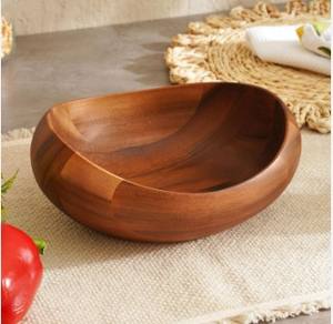 Grand plateau de service en bois naturel pour salades et fruits, plateau profond décoratif pour petit-déjeuner, fournisseur de petits plateaux alimentaires - Product Image 5