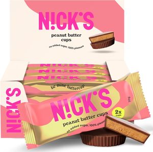 NICKS Peanut Butter Cups, chocolat faible en glucides avec beurre de cacahuète, collation sans gluten (12 barres x 50g) - Product Image 1