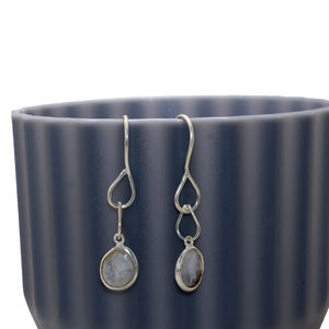Meilleure vente arc-en-ciel pierre de lune argent pierres précieuses bijoux boucles d'oreilles pour tout le monde cadeau fait main pour elle meilleur prix boucles d'oreilles pendantes - Product Image 1