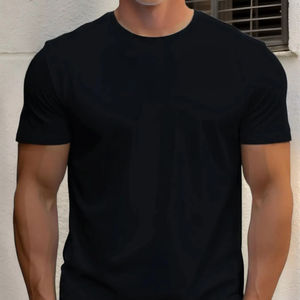 T-shirt pour homme 100% coton, couleur unie, col rond, surdimensionné, décontracté, respirant, de haute qualité, manches courtes, haut pour homme - Product Image 1