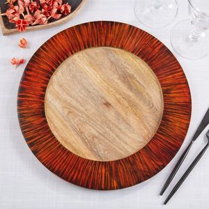 Plato decorativo de madera de mango, plato de madera tallado a mano para decoración de comedor, Base de servicio rústica, bandeja de mesa de cocina y Idea de regalo de boda - Product Image 4
