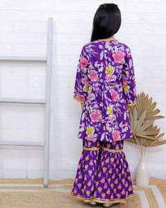 Costume en coton mélangé imprimé floral Sharara Garara pour enfants, vêtements ethniques pour filles, mode indienne, costume Garara - Product Image 6