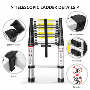 Échelle télescopique en aluminium à fermeture douce avec barre stabilisatrice, mécanisme de sécurité anti-pincement - Product Image 3
