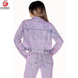 2023 sur mesure mode femmes ensembles haut veste avec poches Denim coton 2 pièces ensemble dames tenue décontracté - Product Image 4