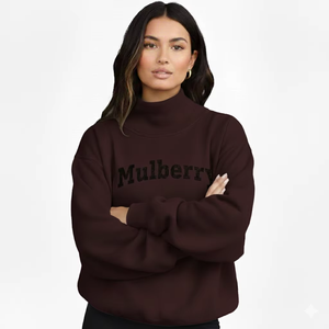 Sweat-shirt à col montant surdimensionné pour femme avec badge à sequins sur le devant, en molleton de coton, coupe ample, décontracté, streetwear, chaud pour l'hiver - Product Image 1