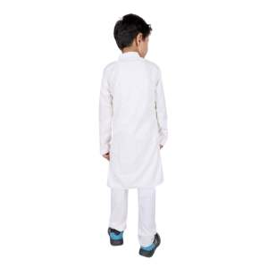 TRILOKI Kids <b>Kurta</b> Set for Boys White Rayon Indian Traditional Ethnic Wear Sequined Embroidery Pakistani Dress Style Made <b>Silk</b> - Product Image 4