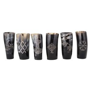 Luxueux court buffle corne noire Viking verres à corne à boire haute qualité écologique sculpté artisanat naturel - Product Image 4