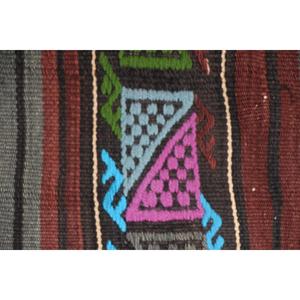 Tapis vintage 4x6,8 pieds, tapis turc, tapis marron et bleu à bords bordés - Product Image 5