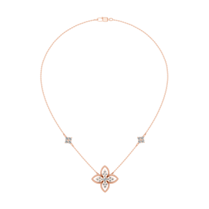 Collar de diamantes florales finos de lujo de 14K, colgante de oro sólido elegante, piedras cortadas personalizables para mujeres, regalo de MOQ bajo IGI a la moda - Product Image 1