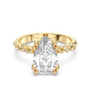 Poire et taille ronde 3.30 carats E-F/VVS Moissanite Diamond Solitaire Ring en argent sterling pour elle - Product Image 1
