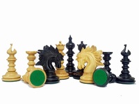 Ensemble d'échecs de luxe fait main de la série Savano, pièces en bois noir et crème avec base verte, emballage personnalisé, cadeau pour les jeux de société