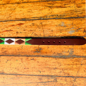 Cinturón de cuero genuino Polo juvenil vintage de alta calidad con hebilla de latón macizo azafrán verde-Accesorio de calidad pesada - Product Image 6