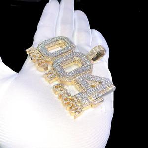 Colgantes de Plata de Ley 925 con Baño de Oro y Diamantes Moissanite, Estilo Hip-hop, Personalizables, de Alta Gama - Product Image 5