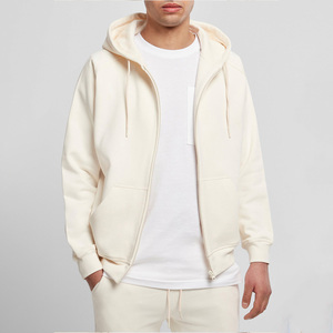 Sweat à capuche à fermeture éclair surdimensionné classique à la mode pour hommes à manches longues 100% coton doux avec broderie de Logo personnalisée - Product Image 1