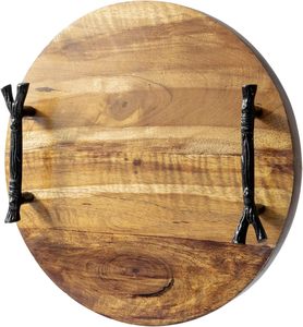 Plateau de service en bois élégant et pratique pour les boissons, les collations et les desserts pour les invités à la maison ou à l'extérieur. - Product Image 3