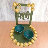 Nouvel Arrivage Plateau Thali Traditionnel Fait Main pour Cadeau de Mariage, Cérémonie Mehndi, Haldi, Sangeet, et Rituels de Mariage Indiens Décorés