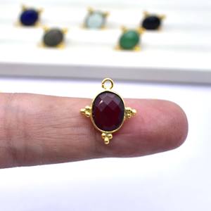 Granate piedra natal colgante forma ovalada piedra preciosa facetada pequeño encanto plata esterlina bisel joyería tres Rawa elegante mujer encanto - Product Image 4