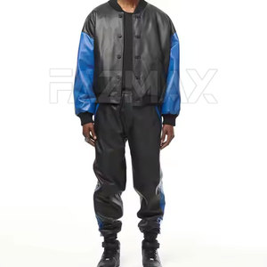 Oem Manufactured <b>Men's</b> Winter Plus Size <b>Leather</b> Tracksuit Custom Color Solid 2 in 1 Lightweight Waterproof Windproof Casual Wear - Product Image 1