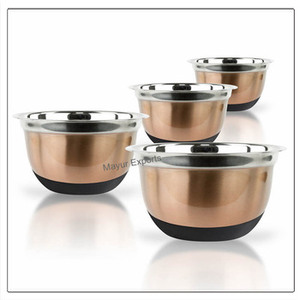 Tazón de Acero Inoxidable Pulido Ecológico de Alta Calidad, Antiderrames, con Base de Silicona y Borde Ancho para Servir Alimentos en la Cocina - Product Image 2