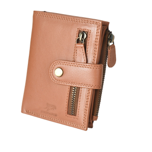 Genuine <b>Leather</b> Bi-fold <b>Men</b> <b>Wallet</b> with Closure Button and Zipper - Product Image 4