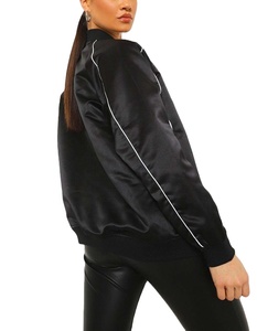 Blousons aviateur en satin personnalisé pour femmes Fournisseur en gros Commande en gros Blousons aviateur en satin avec logo personnalisé - Product Image 2